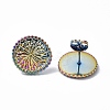 Ion Plating(IP) 304 Stainless Steel Flower Stud Earrings for Women EJEW-F300-15MC-2