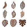 18Pcs 9 Styles Natural Walnut Wood Pendants WOOD-FS0001-48-1