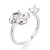 Windmill Brass Micro Pave Clear Cubic Zirconia Cuff Ring Settings KK-T076-36G-1