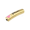 Mother's Day Brass Enamel Heart Word Mom Curved Tube Beads KK-C090-51G-02-2