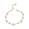 Natural Pearl Beaded Double Layer Multi-strand Bracelet BJEW-TA00243-1