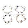 Starfish & Plumeria Synthetic Turquoise & Natural Cowrie Shell & Polymer Clay Beads Braided Bead Bracelets for Women BJEW-JB11847-2
