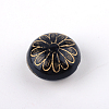 Flat Round with Flower Plating Acrylic Beads PACR-Q102-213B-1