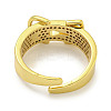 Rack Plating Brass Micro Pave Cubic Zirconia Belt Shape Open Cuff Rings for Women RJEW-F162-10G-3