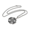 201 Stainless Steel Black Enamel Viking Kont Cross Pendant Necklaces NJEW-H065-12P-2