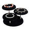 3-Tier Wood Covered Velvet Jewelry Display Risers ODIS-WH0026-13A-1