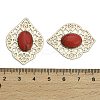 Brass Pave Dyed Synthetic Turquoise Rhombus Filigree Joiners KK-Z088-04G-02-3