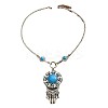 Flower Bohemian Ethnic Style Zinc Alloy & Resin Pendant Necklace & Dangle Earring Sets FS-WGD47C5-01-6