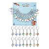 Round with Flower Pattern Handmade Printed Porcelain Ceramic Pendant Stitch Markers HJEW-AB00459-1