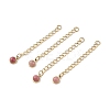 Ion Plating(IP) 316 Surgical Stainless Steel Curb Chain Extender with Natural Rhodonite Round Charm STAS-A097-01G-08-1