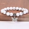 8MM Round Synthetic Howlite Beaded Stretch Bracelets with Alloy Butterfly Charms FQ7211-4-1