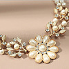 Alloy Crystal Rhinestone Flower Pendant Round Imitation Pearl Double Layer Necklaces for Women FS-WG4730C-01-3