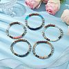 Round Natural Dalmatian Jasper & Glass & Wooden Beaded Stretch Bracelets for Women BJEW-JB10845-2