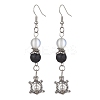 5 Pairs 5 Styles Natural Lava Rock Round Beaded Dangle Earrings EJEW-JE05476-S-2