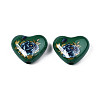 Flower Printed Opaque Acrylic Heart Beads SACR-S305-28-N01-2