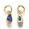 Brass Micro Pave Cubic Zirconia Charms ZIRC-F111-04G-07-2