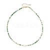 Natural Shell Heart & AB Color Plated Glass Faceted Rondelle Beaded Necklaces NJEW-JN05863-5