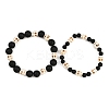 2Pcs Natural Lava Rock & Synthetic Turquoise Beads Stretch Bracelets for Men Women BJEW-JB12131-2