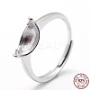 Anti-Tarnish Adjustable Rhodium Plated Sterling Silver Cup Peg Ring Settings STER-I016-008P-5