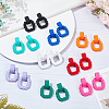 9 Pairs 9 Colors Acrylic Twist Rectangle Dangle Stud Earrings with Sterling Silver Pins for Women EJEW-AN0004-05-7