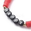 5Pcs 5 Color Handmade Polymer Clay Disc Surfer Stretch Bracelets Set BJEW-JB08800-3