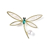 Rhinestonoe Dragonfly with Plastic Imitation Pearl Brooch Pin LS-JEWB-I020-02LG-1