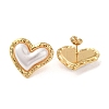 Texture Heart 304 Stainless Steel Stud Earrings LS-EJEW-U003-28G-2