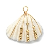Natural Shell Copper Wire Wrapped Pendants PALLOY-TA00078-01-2