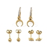 304 Stainless Steel Rhinestone Moon & Star & Round Earring Sets EJEW-Z098-22G-4