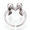 Initials Brass Open Cuff Ring for Women RJEW-N046-02M-P-3