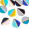 10Pcs 5 Colors Transparent & Opaque Resin & Wood Pendants RESI-TA0004-64-3