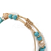 2Pcs 2 Styles Summer Beach Synthetic Turquoise & Natural Sea Shell & Glass Braided Bead Anklets AJEW-TA00039-5