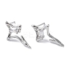 Brass with Cubic Zirconia Rhombus Stud Earring Findings KK-B087-05P-1
