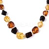 Natural Amber Nuggets and Rice Graduated Beaded Necklaces NJEW-T019-07-4