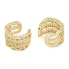 Brass Micro Pave Clear Cubic Zirconia Cuff Earring for Women EJEW-S225-19G-02-2