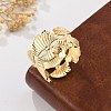 Flower Brass Finger Rings for Women RJEW-B119-09G-1
