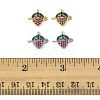 4Pcs 2 Colors Brass Pave Cubic Zirconia Fruit Connector Charms KK-FS0001-73B-5