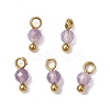 7Pcs 7 Styles Natural Red Jasper & Tiger Eye & Rose Quartz & Green Aventurine & Magnesite & Lapis Lazuli & Amethyst Faceted Round Charms PALLOY-JF03452-2