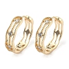 Brass Clear Cubic Zirconia Rectangle Hoop Earrings EJEW-D320-06G-4