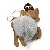 Imitation Rex Rabbit Fur & PU Leather Christmas Reindeer Pendant Keychain LS-KEYC-K018-02KCG-01-2
