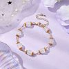 Brass & Imitation Jade Round Glass Link Bracelets for Women BJEW-JB10771-2