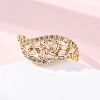 Brass Micro Pave Clear Cubic Zirconia Finger Rings for Women RJEW-U047-26G-2