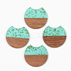 Transparent Resin & Walnut Wood Pendants RESI-S389-001A-B03-1