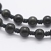 Natural Golden Sheen Obsidian Beaded Pendant Necklaces NJEW-E116-07-3
