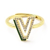Mixed Color Enamel Initial Letter Adjustable Ring with Clear Cubic Zirconia RJEW-P045-01G-V-2