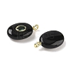 Natural Obsidian & Cubic Zirconia Pendants G-Z076-01G-19-2