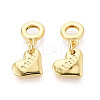 Brass 11:11 Heart European Dangle Charms KK-N259-21G-1