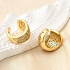Brass Micro Pave Clear Cubic Zirconia Cuff Earrings EJEW-K309-04G-3
