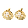 Brass Shell Shape Stud Earrings EJEW-S277-06G-4