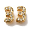 Rack Plating Number Brass Micro Pave Clear Cubic Zirconia Silde Charms KK-A231-13D-1